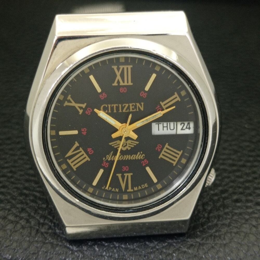 Vintage 1980 Citizen Automatic Mens Silver Watch W/daydate & Gold accents - Picture 4 of 10